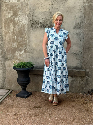 Seashell Print Tiered Midi Dress - Annie Jack TX