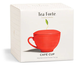 Tea Forte Ruby Red Porcelain Café Cup with Lid - Annie Jack TX