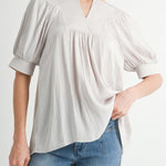 Placard Front Balloon Sleeve Top - Annie Jack TX