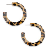 Large Resin Textured Leopard Hoop Earring - Annie Jack TX