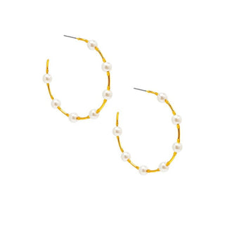 Spaced Pearl Hoop Earring - Annie Jack TX