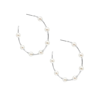 Spaced Pearl Hoop Earring - Annie Jack TX