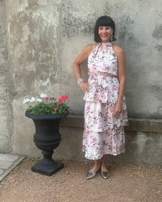 Floral Tiered Halter Dress - Annie Jack TX