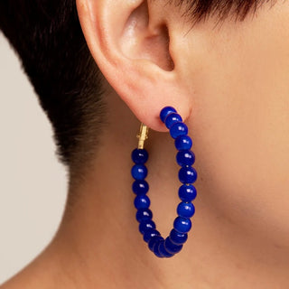 Glossy Glass Bead Hoop Earring