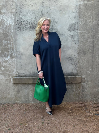 Midnight Navy Effortless V Neck Maxi Dress - Annie Jack TX