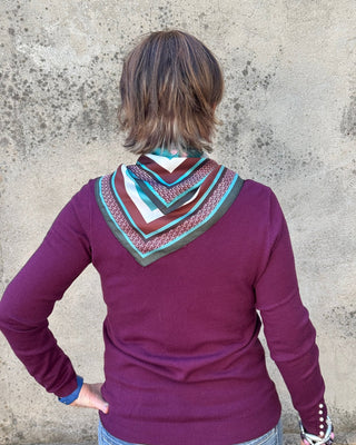 Plum Pearl Cuff Crew Neck Sweater - Annie Jack TX