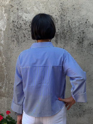 Coastal Chic Striped Cape Sleeve Button Down - Annie Jack TX