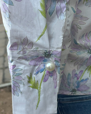 Lavender Floral  Fields Blouse -cuff