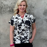 China Collar Print Top - Annie Jack TX