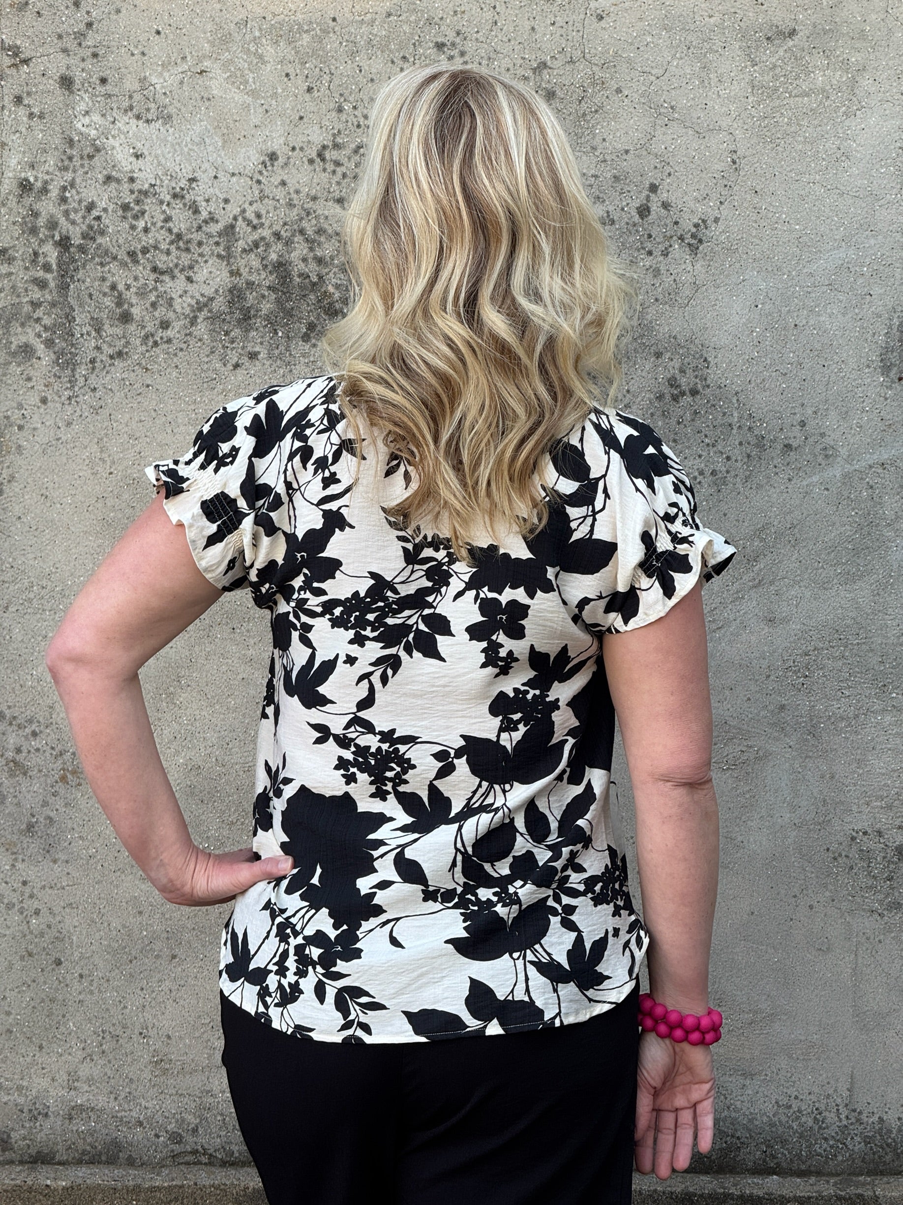 China Collar Print Top - Annie Jack TX