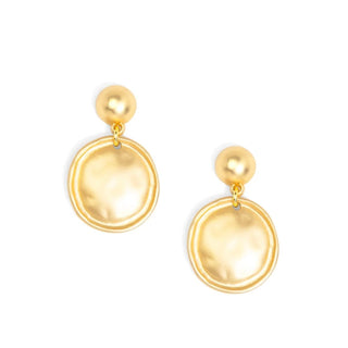 Maren Matte Gold Hammered Disc Drop Earring - Annie Jack TX
