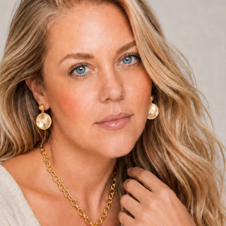 Maren Matte Gold Hammered Disc Drop Earring - Annie Jack TX