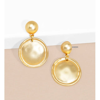 Maren Matte Gold Hammered Disc Drop Earring - Annie Jack TX
