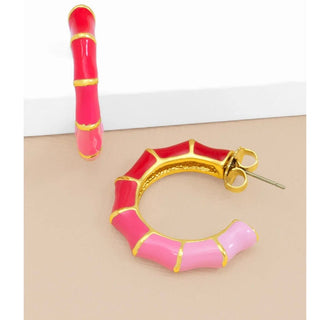 Small Enamel Bamboo Hoop Earring - Annie Jack TX