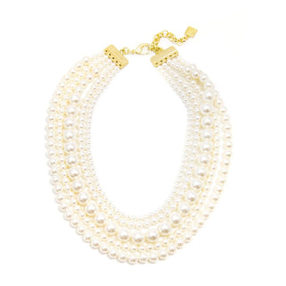 The Classic 5 - Strand Pearl Statement Necklace - Annie Jack TX