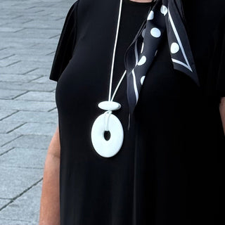 Celeste White Geometric Statement Pendant - Annie Jack TX