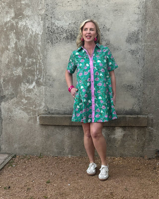 Meadow Bloom Floral Button - Down Shift Dress - Annie Jack TX