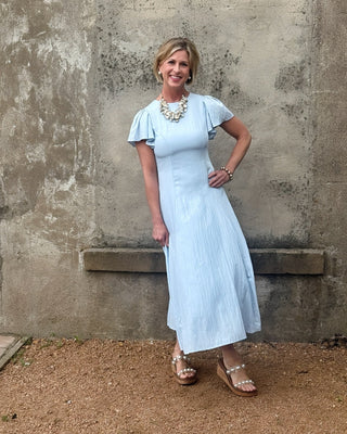 Baby Blue Ruffle Sleeve Maxi Dress - Annie Jack TX