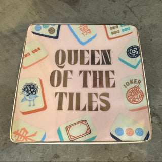 Ceramic Mahjong Trinket Tray | Queen of the Tiles - Annie Jack TX