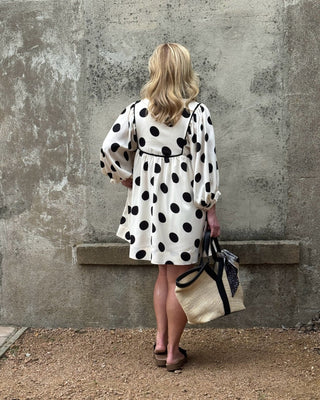 Classic Cream & Black Polka Dot Tie - Front Dress - Annie Jack TX