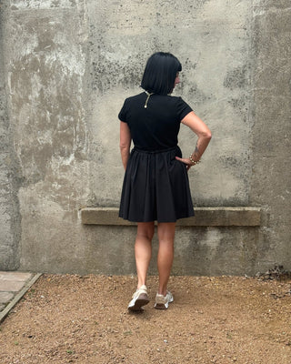 The Sporty Back - Toggle Mini Dress in Black - Annie Jack TX