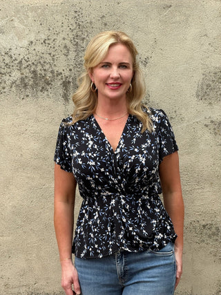 Floral Ruched Waist Top - Annie Jack TX