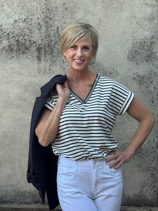 Black & White Varisty Tee - Annie Jack TX