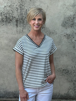 Black & White Varisty Tee - Annie Jack TX