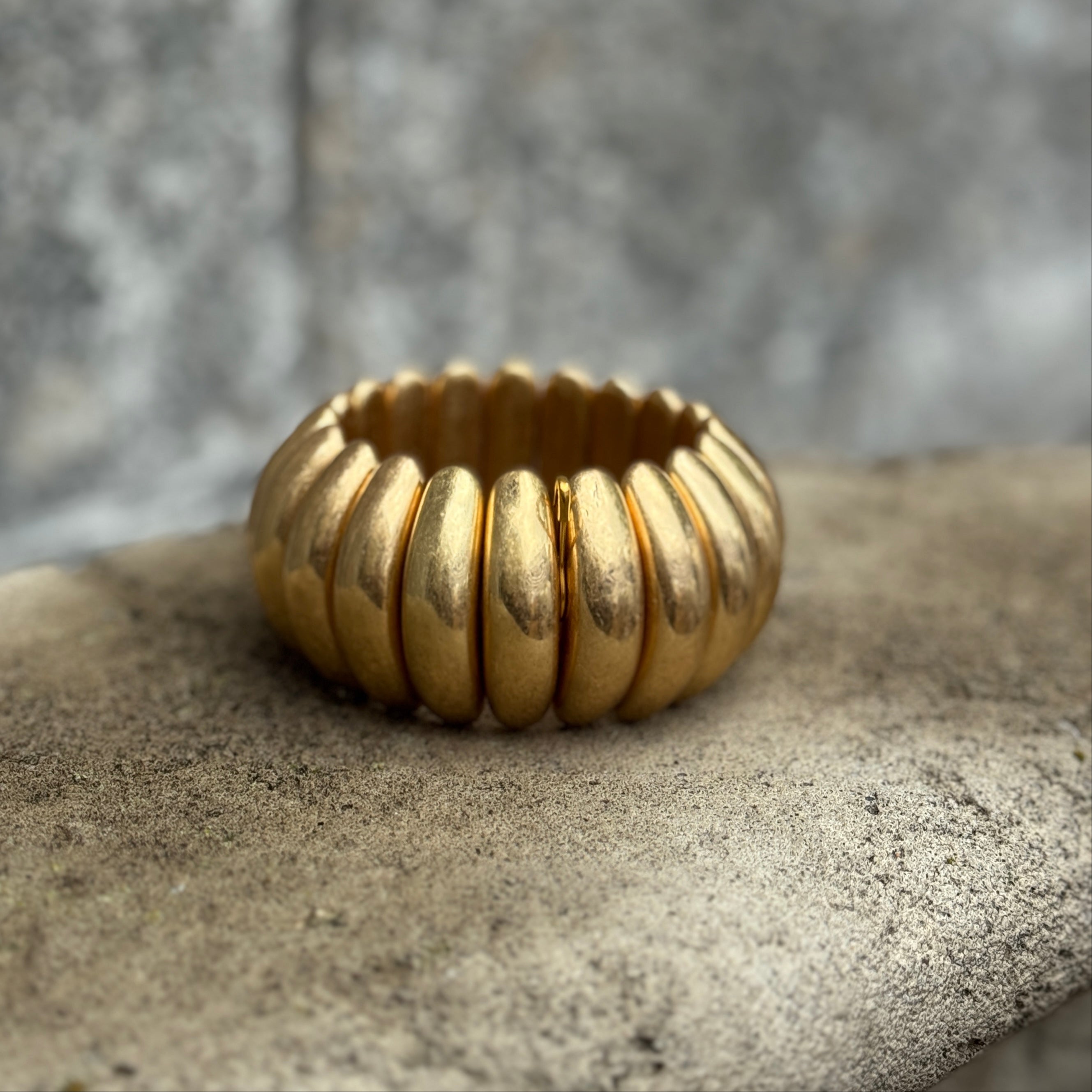 Gold Cuff Slices Bracelet - Annie Jack TX