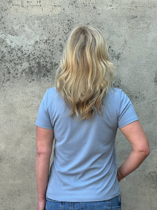 Butter - Soft Round Neck Tee in Dusty Blue - Annie Jack TX