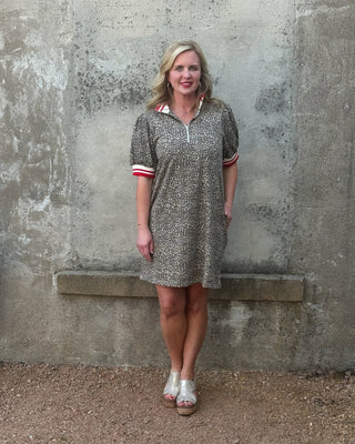 Zip Collar Animal Print Dress - Annie Jack TX