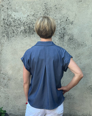 Everyday Breezy Denim Short Sleeve Button Down - Annie Jack TX