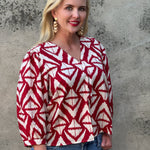 Bold Print V Neck Top - Annie Jack TX