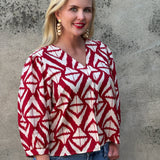Bold Print V Neck Top - Annie Jack TX