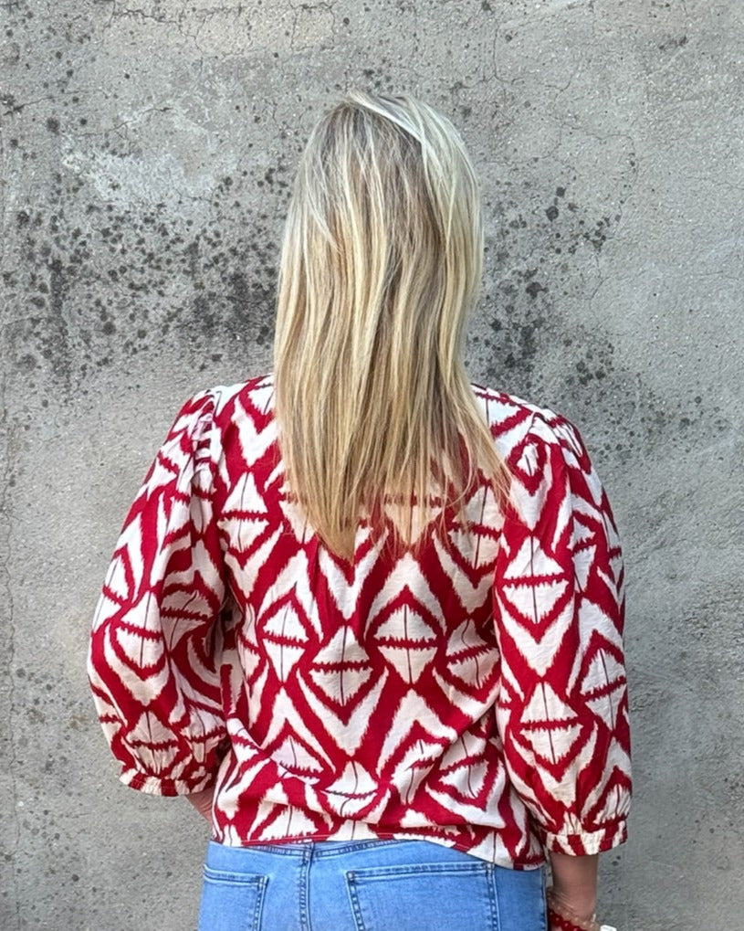 Bold Print V Neck Top - Annie Jack TX