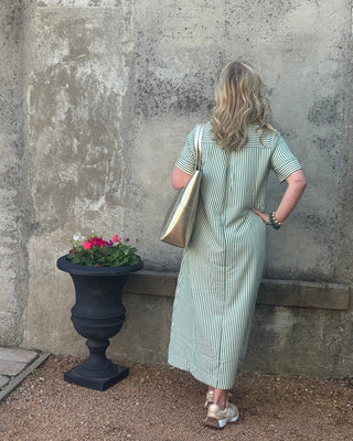 Seersucker Green & White Maxi Dress - Annie Jack TX