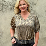 Animal Print 3/4 Top - Annie Jack TX