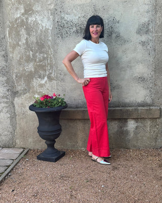 Cherry Red Cuffed Solid Pant - Annie Jack TX