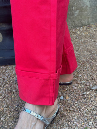Cherry Red Cuffed Solid Pant - Annie Jack TX