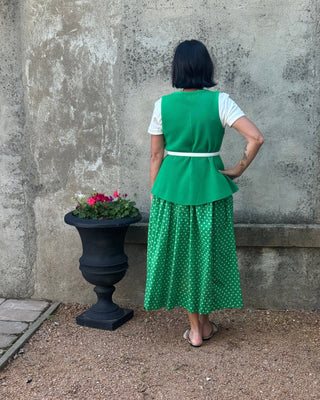 Green & White Polka Dot Cotton Midi Skirt - Annie Jack TX