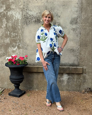 Floral Print Half Zip Top - Annie Jack TX