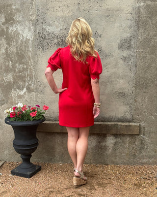 Puff Sleeve Solid Dress - Annie Jack TX
