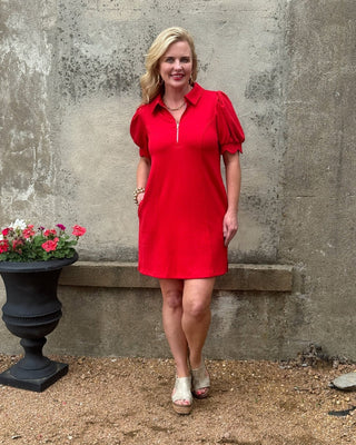 Puff Sleeve Solid Dress - Annie Jack TX