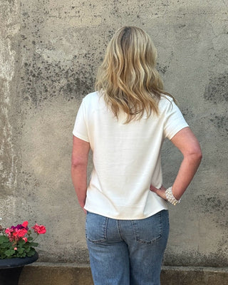 Pearl Stud Crew Neck Tee - Annie Jack TX