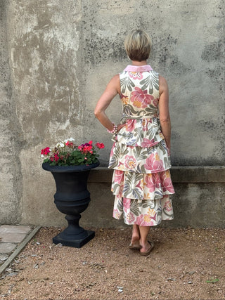 Rosie Floral Tiered Button - Down Sleeveless Dress - Annie Jack TX