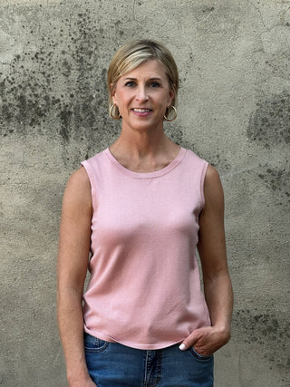 Rose Pink Soft Sleeveless Tank - Annie Jack TX