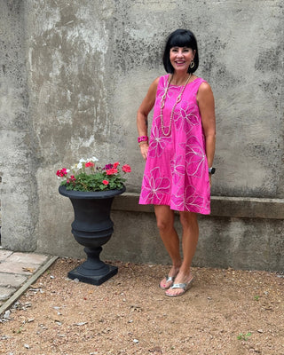 The Bloom Embroidered Sleeveless Shift Dress - Annie Jack TX