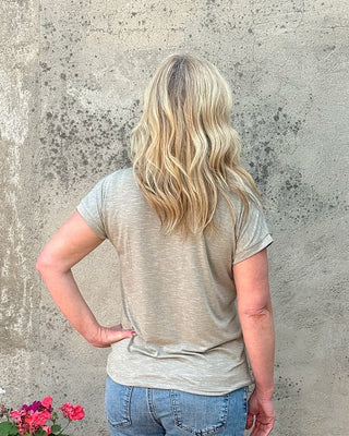 Soft Knit V - Neck Short Sleeve Tee - Annie Jack TX