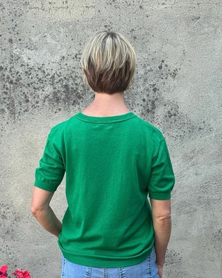 Kelly Green Crew Neck Half Sleeve Sweater - Annie Jack TX