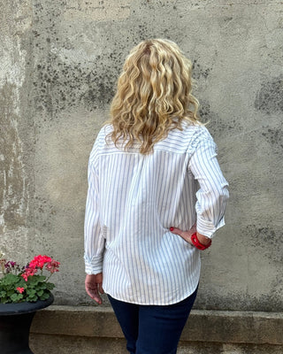 Striped Button Down Collared Top - Annie Jack TX